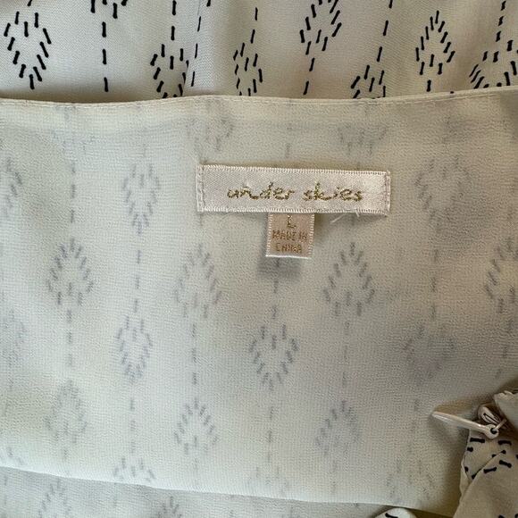 Under Skies Maxi Dress Cream Black Geometric Print Size Large - Picture 5 of 9